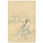 chikanobu yoshu, kimono design, maple leaves, waterfall, japanese woodblock print, chiyoda palace