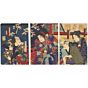 chikanobu toyohara, kabuki play, japanese woodblock print, japanese antique, sakura