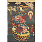 Toyokuni III, courtesan, sakura, cherry blossom, japanese tea house, japanese woodblock print, kimono