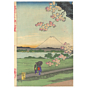 chikanobu yoshu, sumida river, cherry blossom, sakura, kimono