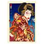 japanese woodblock print, contemporary art, hell courtesan, kimono, paul binnie
