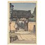 hiroshi yoshida, japanese temple gate, japanese woodblock print, japanese antique, shin hanga