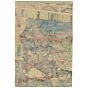 Yoshikazu Utagawa, Meeting Demons of Oeyama, Warrior, Legend, Triptych, Yokai, Original Japanese woodblock print
