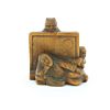 Wooden Netsuke, Sleeping Lady Watched by Demons, Carving, Figurine, Original Japanese antique