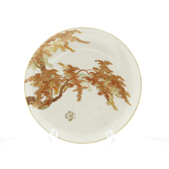 Yabu Meizan, Satsuma Plate with Maple Tree, early 20th century