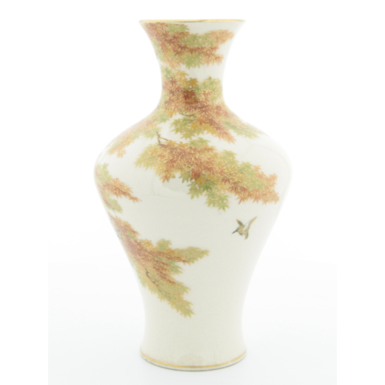 Yabu Meizan, Satsuma Vase with Bird and Maple Motif, early 20th century